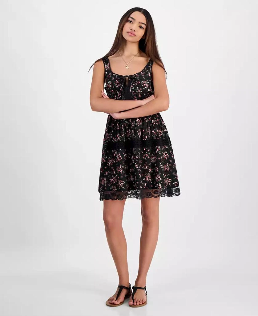 Planet Heart Juniors' Printed Sleeveless Corset Mini Dress 1