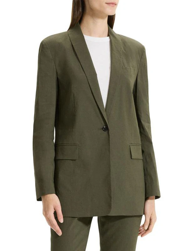 Theory Rolled-Sleeve One-Button Blazer 1