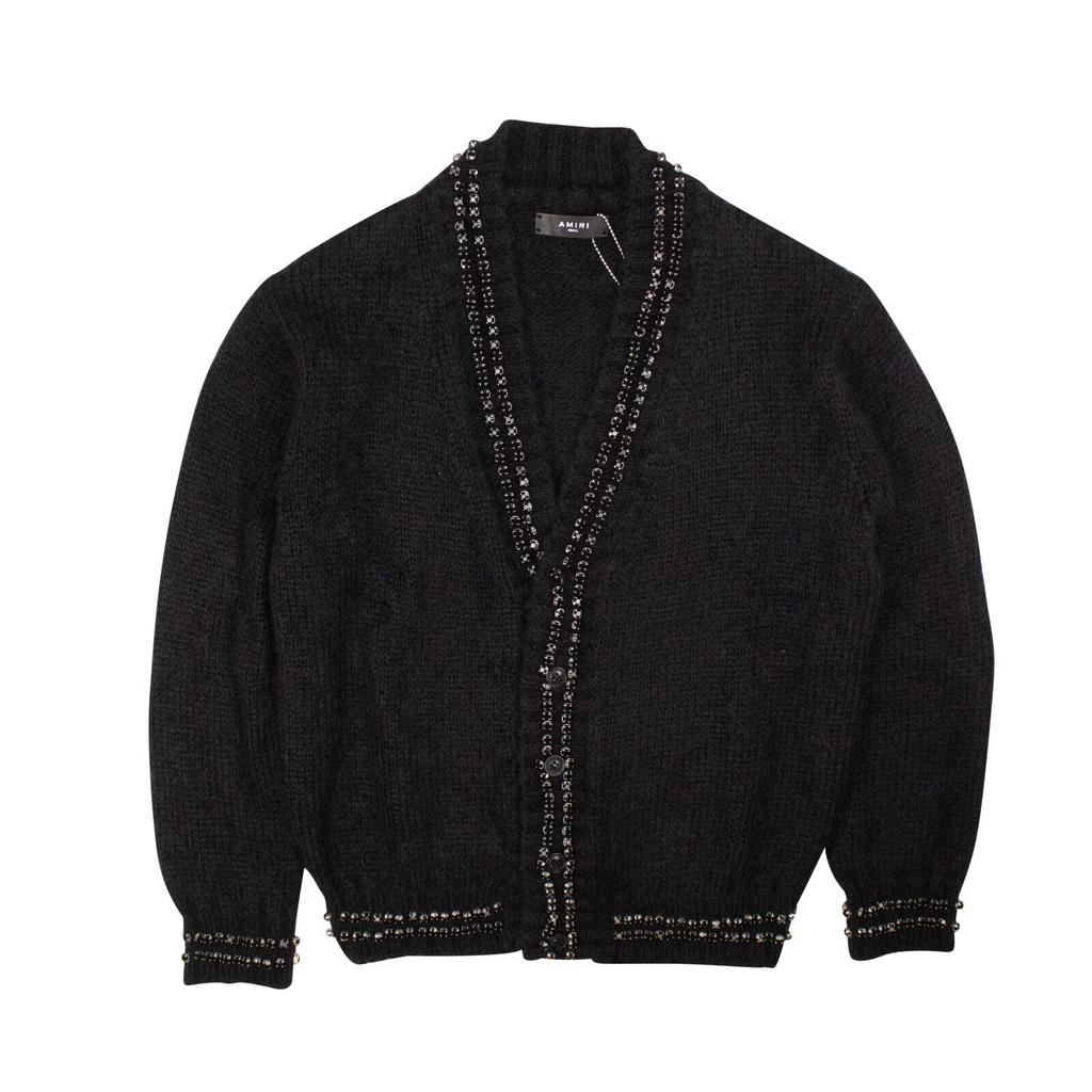 AMIRI Black Embellished Mohair Cardigan