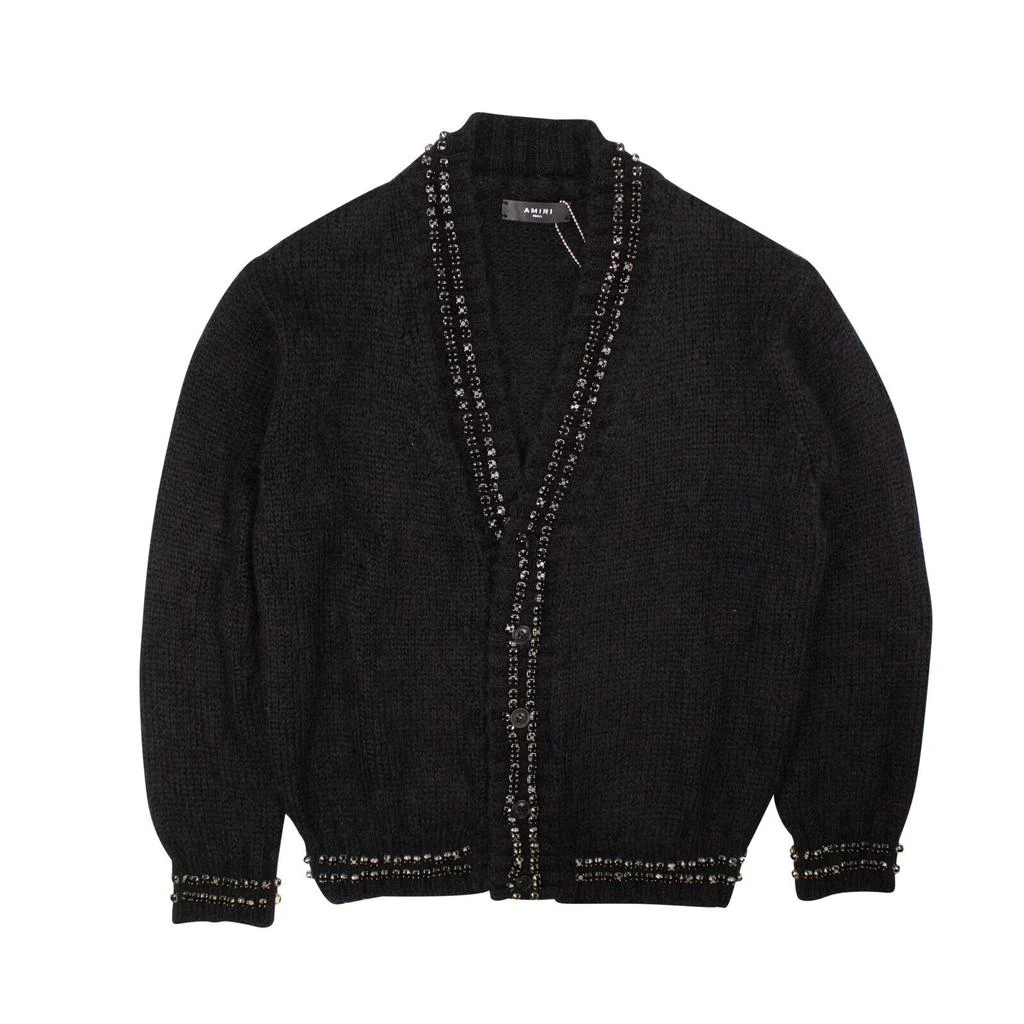AMIRI Black Embellished Mohair Cardigan 1
