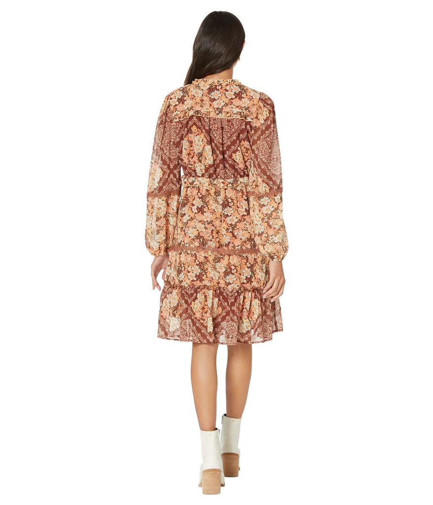 Miss Me Mixed Media Midi Dress with Crotchet Trim