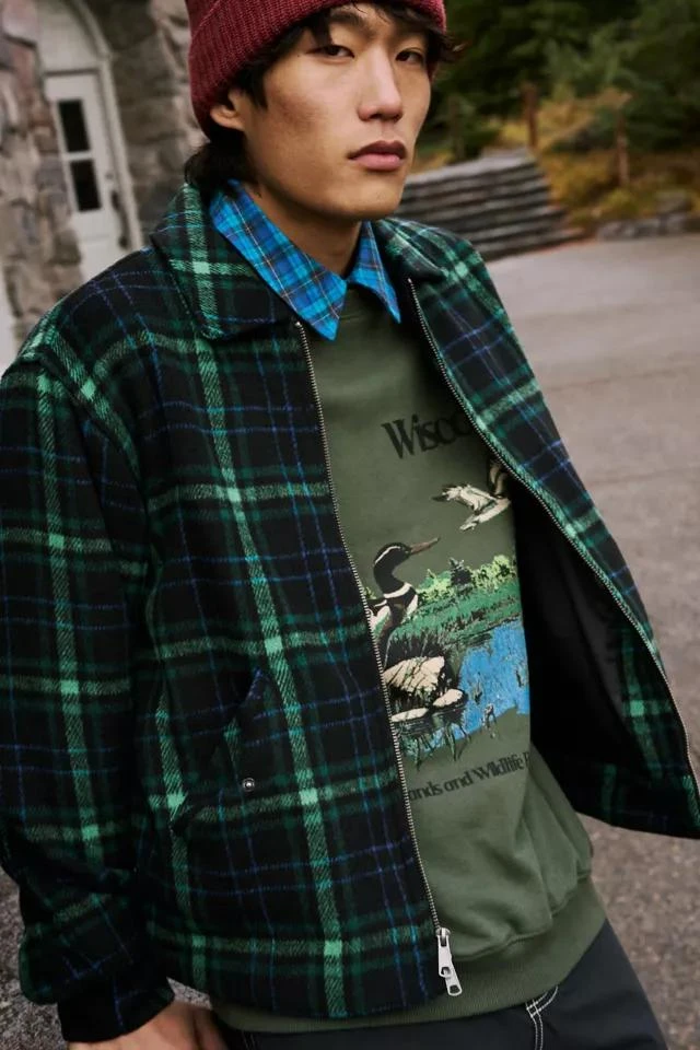 Urban Outfitters UO Plaid Brushed Zip Jacket 1