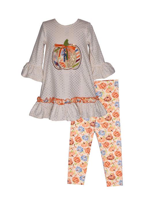 Bonnie Jean Jean Girls 4 6X Foiled Pumpkin Leggings Set