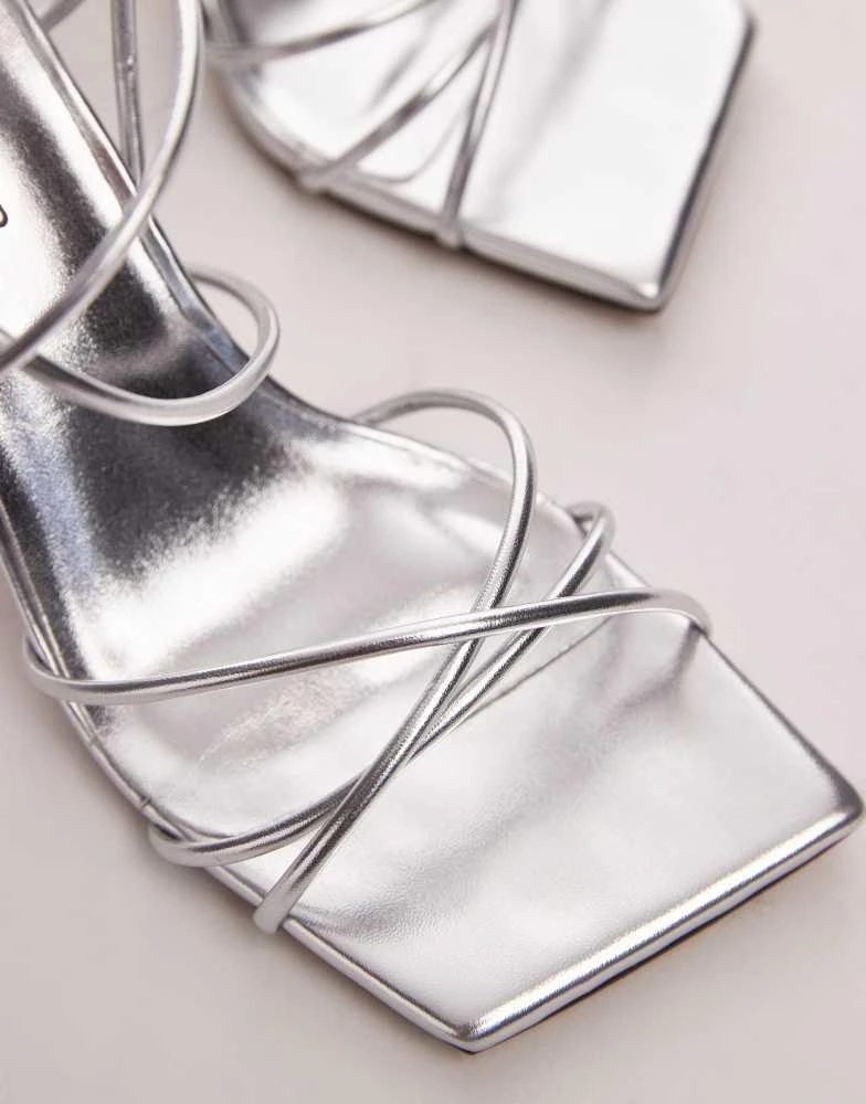 Topshop Topshop Wide Fit Georgina strappy heels in silver 2
