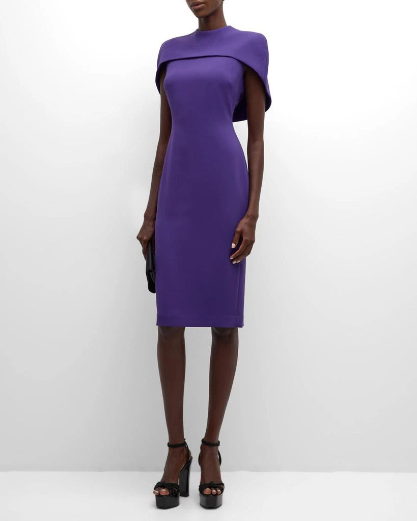 Badgley Mischka Mock-Neck Bodycon Cape Midi Dress 3