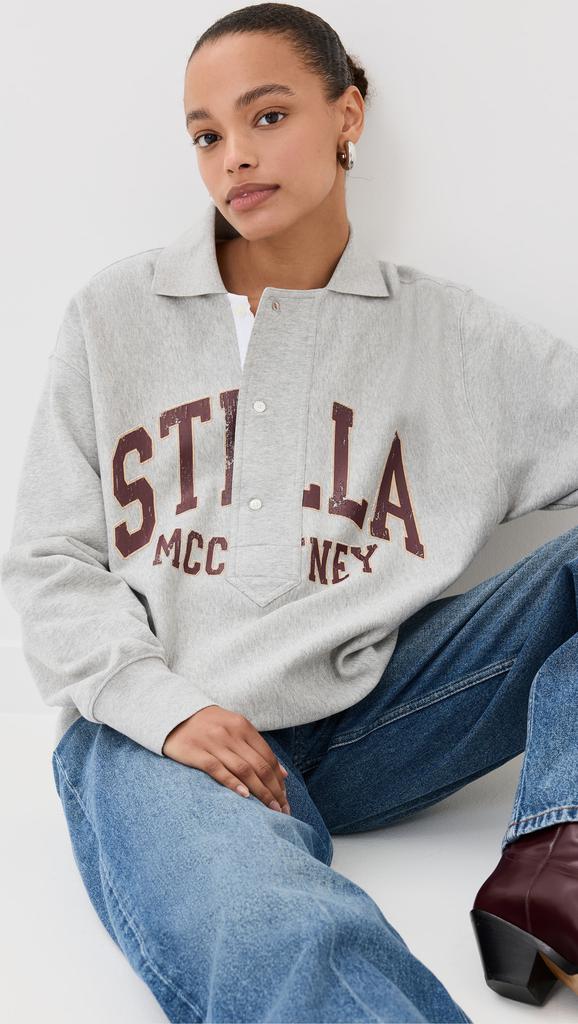 Stella McCartney Varsity Logo Cotton Polo Sweatshirt