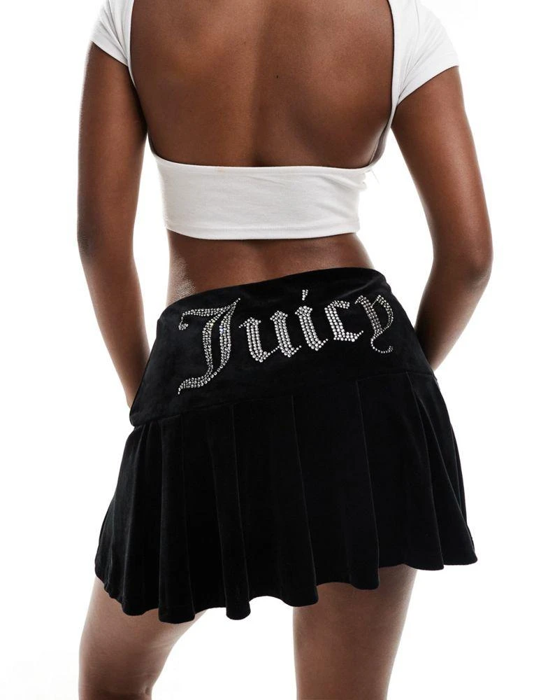 Juicy Couture Juicy Couture velour pleated mini skirt in black 4