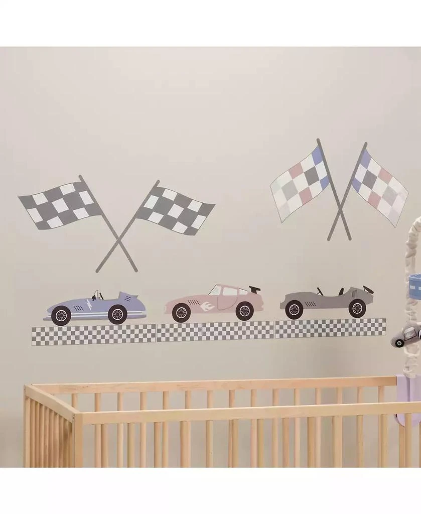 Lambs 
Ivy 12” X 18” Little Racer Car/Transportation Blue/Taupe Wall Decals/Stickers 2