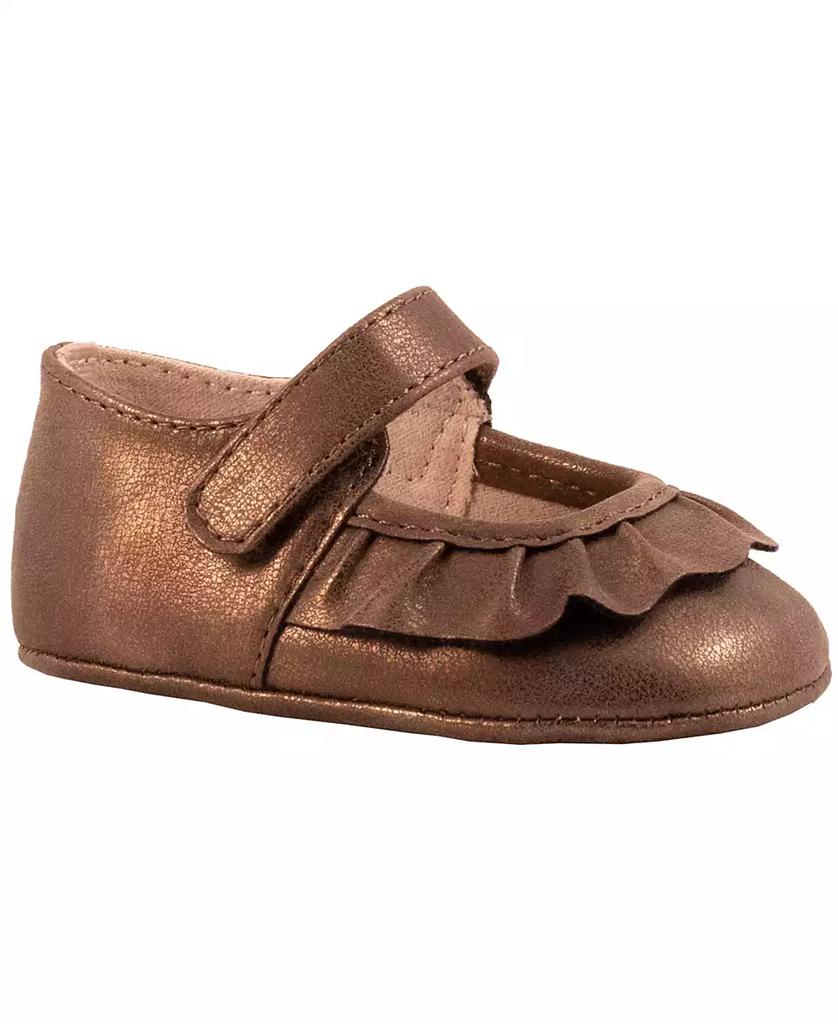 Baby Deer Baby Girl Shimmer PU Mary Jane with Pleated Scallop Overlay