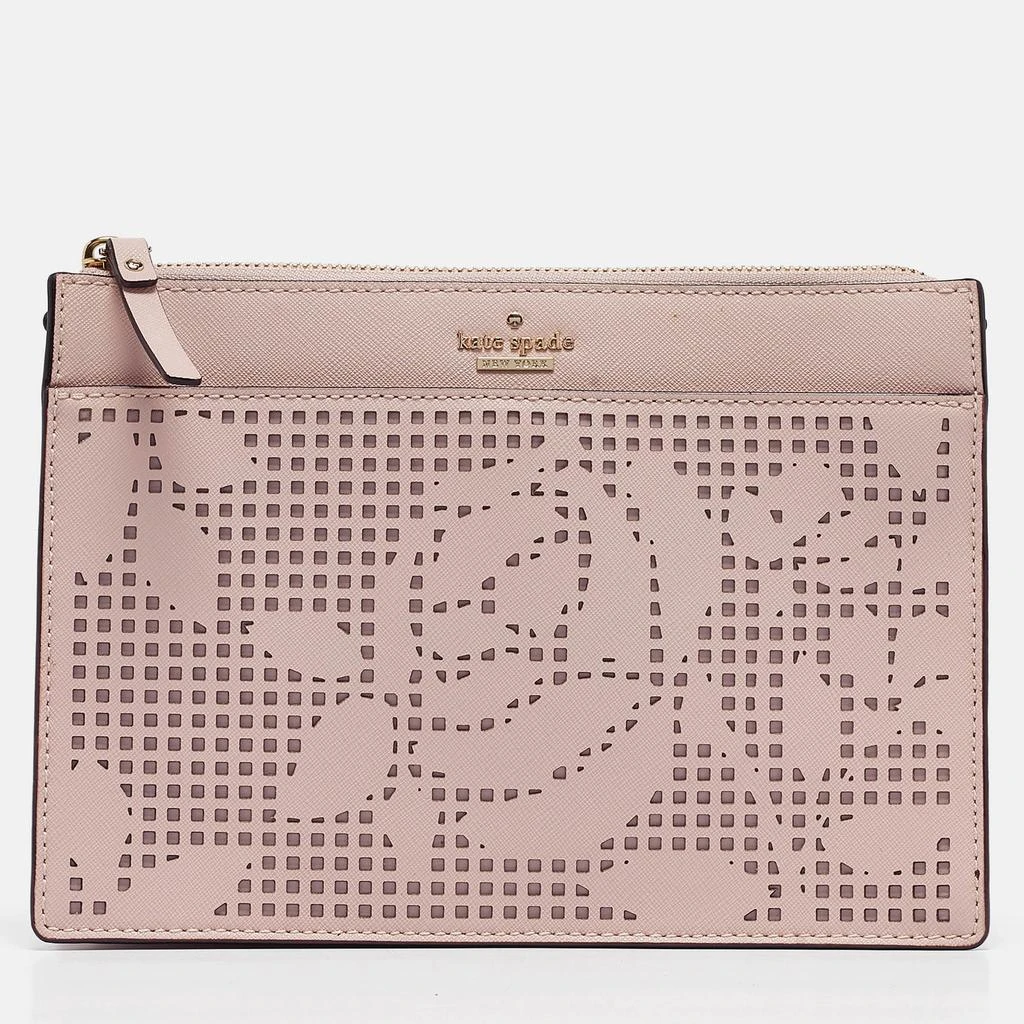 Kate Spade Kate Spade Light Pink Perforated Leather Cameron Street Clarise Clutch Bag 1