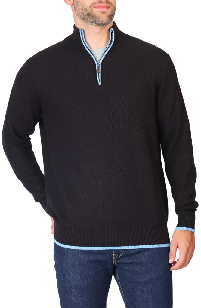 TailorByrd Waffle Knit Quarter Zip Sweater