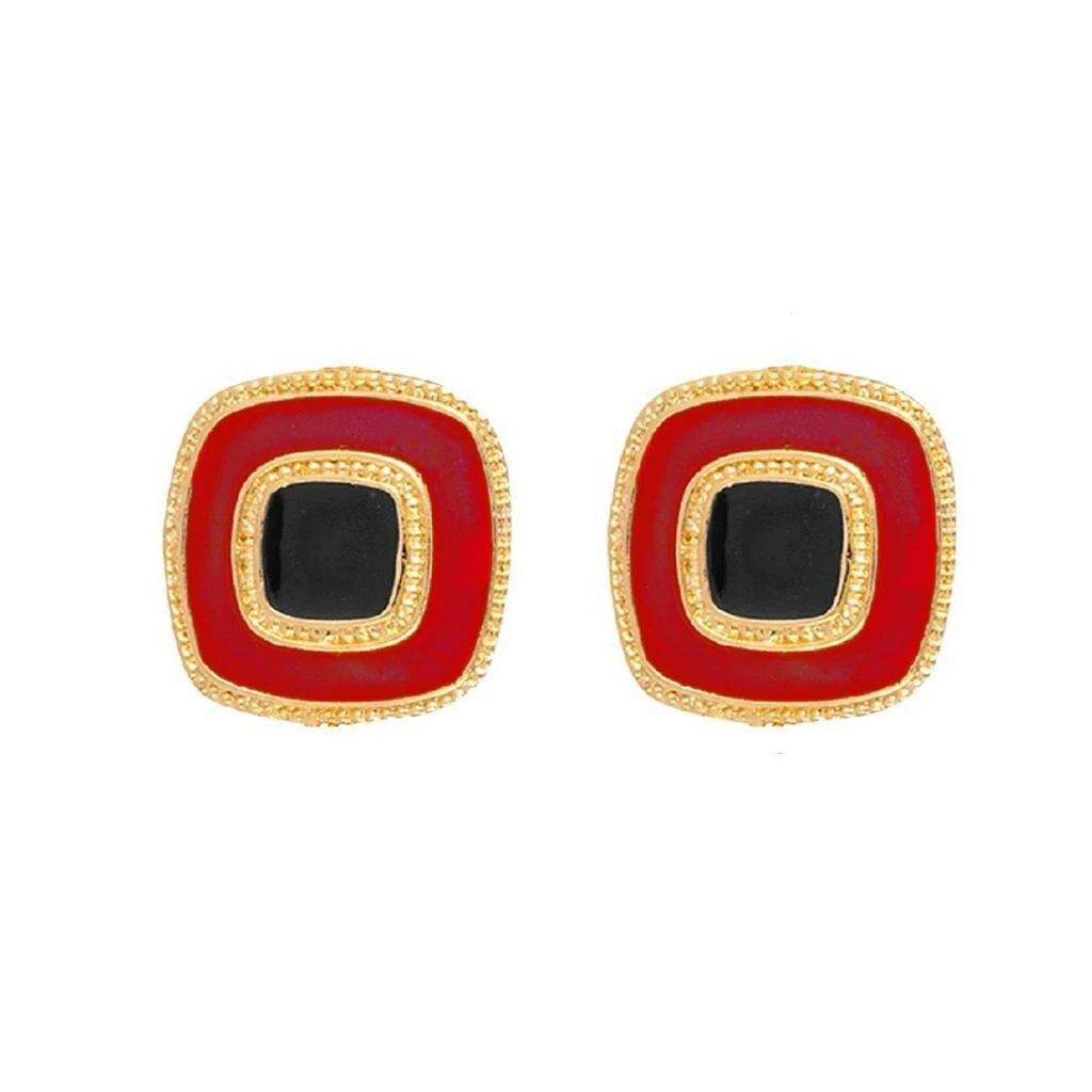 SUSAN CAPLAN VINTAGE 1980s vintage square enamel earrings 3