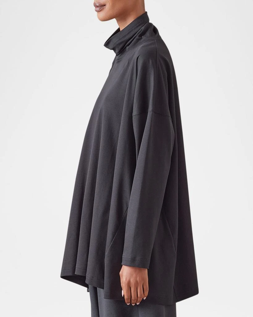 Eskandar Side Panelled Scrunch Neck T-Shirt (Long Length) 4