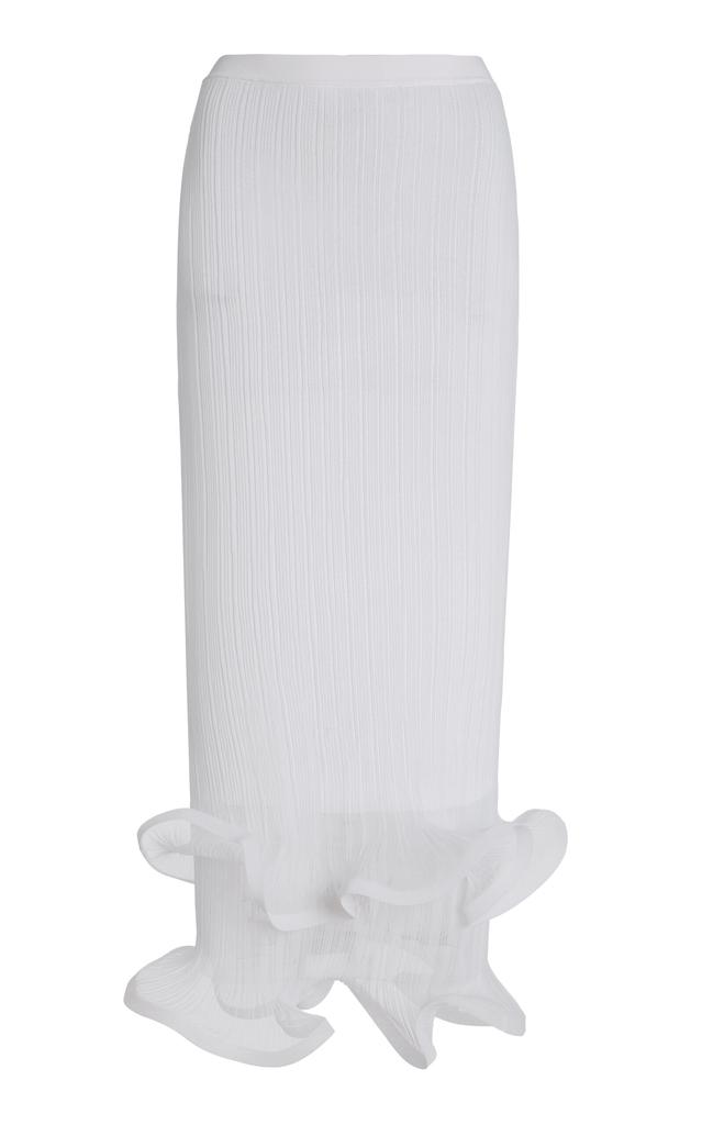 SIMKHAI SIMKHAI - Kelso Ruffled Plisse Maxi Skirt - White - L - Moda Operandi