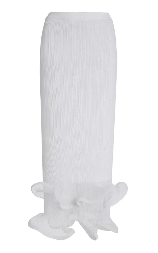 SIMKHAI SIMKHAI - Kelso Ruffled Plisse Maxi Skirt - White - M - Moda Operandi 1