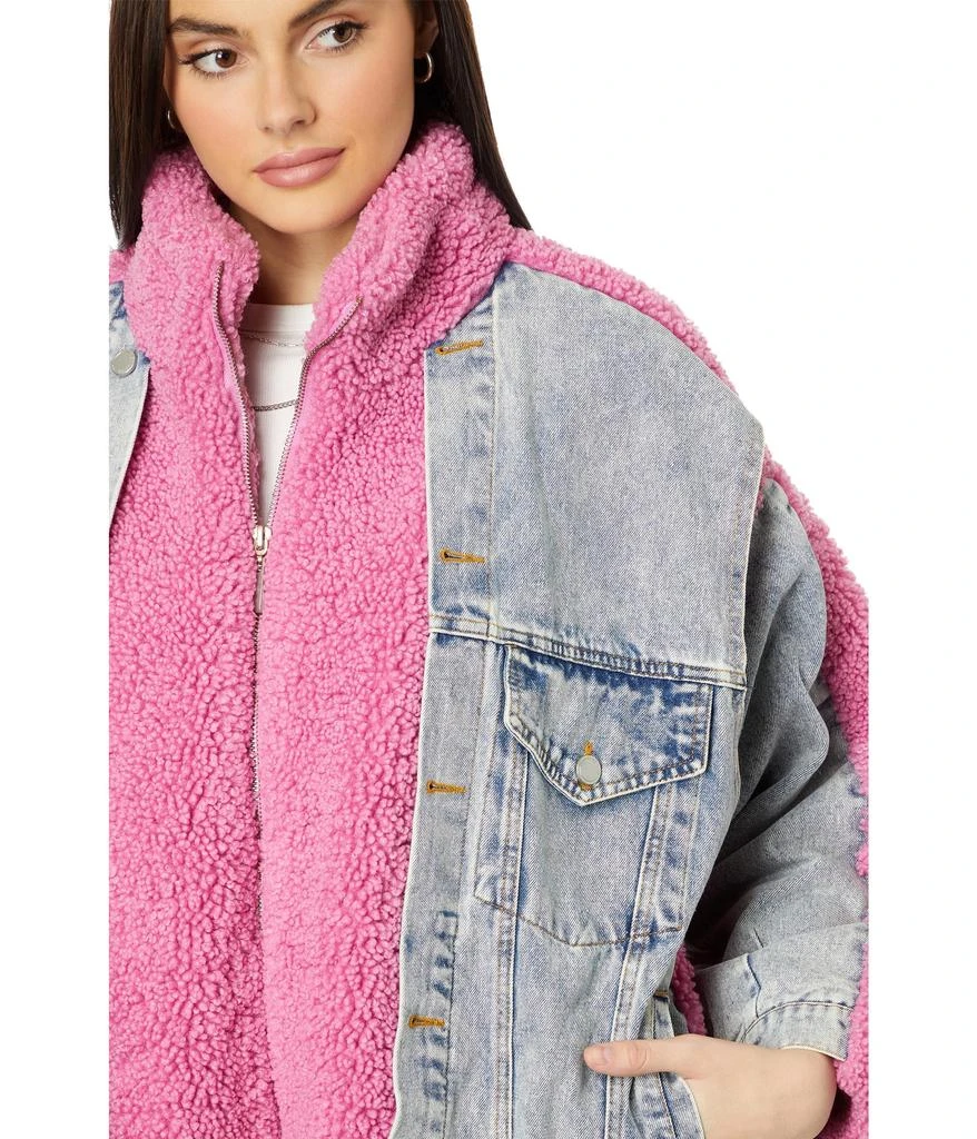 Blank NYC Pink Sherpa and Denim Trucker Jacket in Candy Land 3