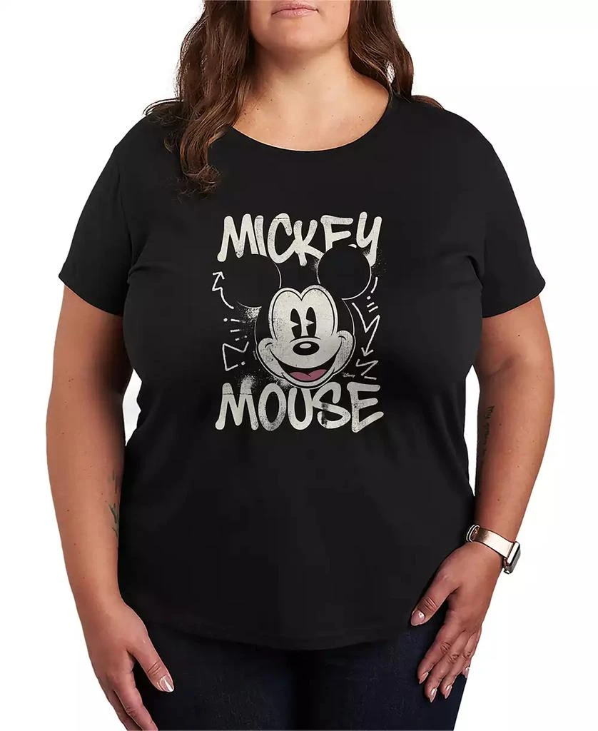 Hybrid Apparel Plus Size Disney Mickey Mouse Graffiti Vintage Faded Short-Sleeve Graphic T-Shirt