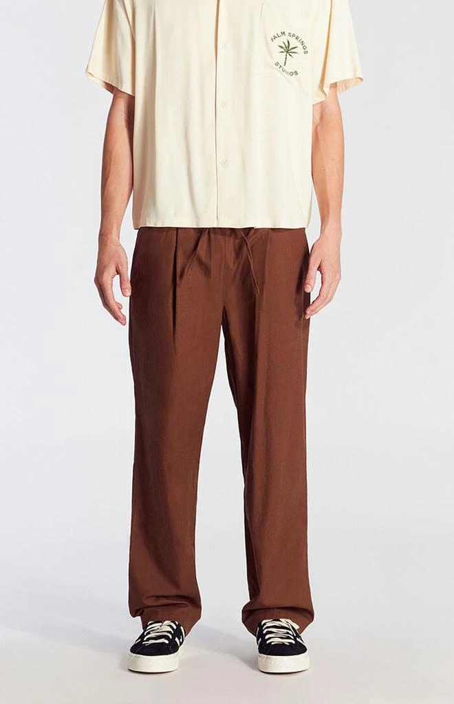 PacSun Brown Linen Straight Trouser Pants 1