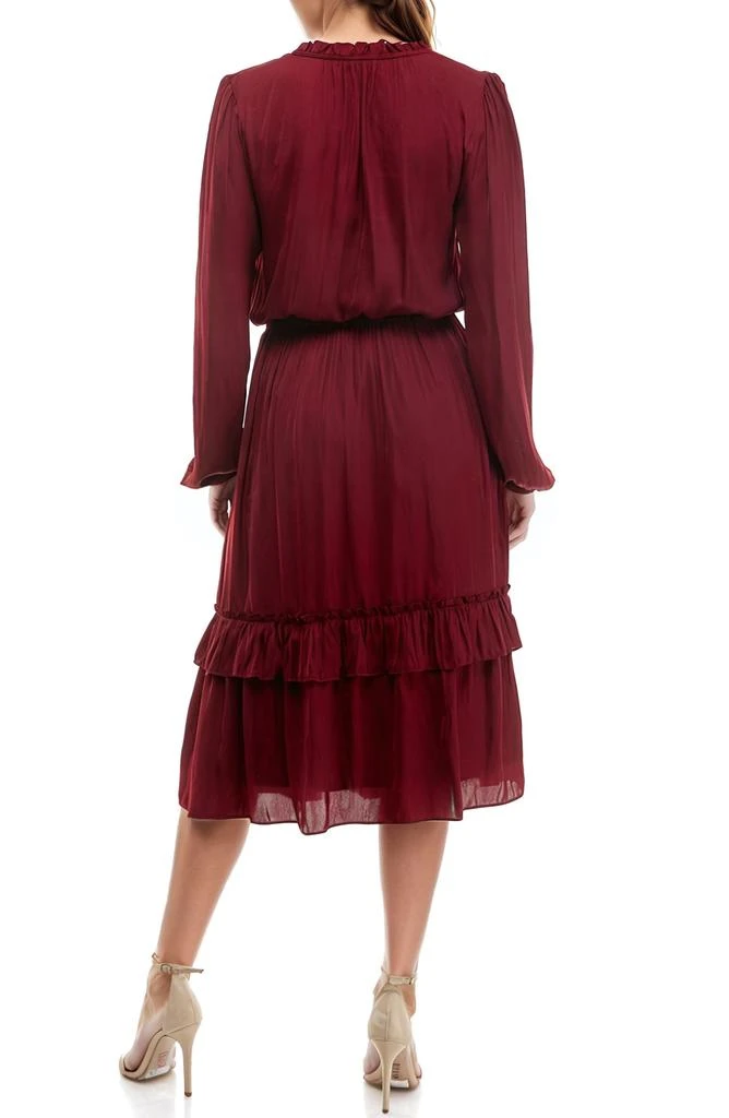 Socialite Tiered Long Sleeve Satin Dress 2
