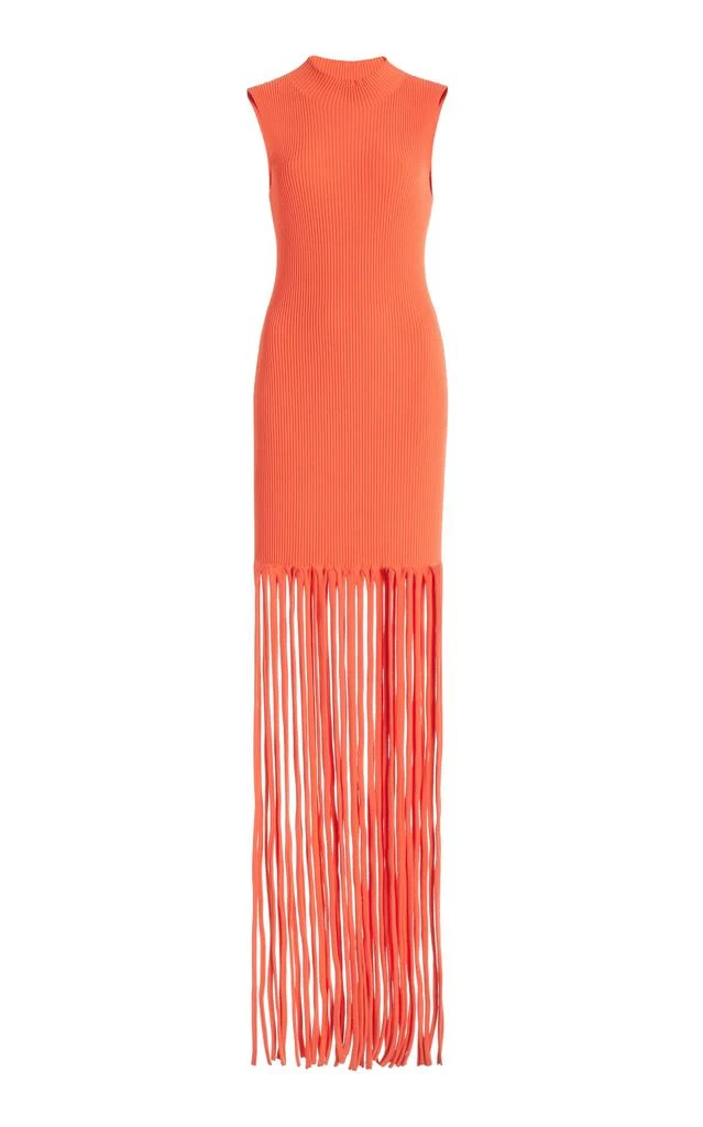 LAPOINTE LAPOINTE - Fringed Knit Maxi Dress - Coral - M - Moda Operandi 1