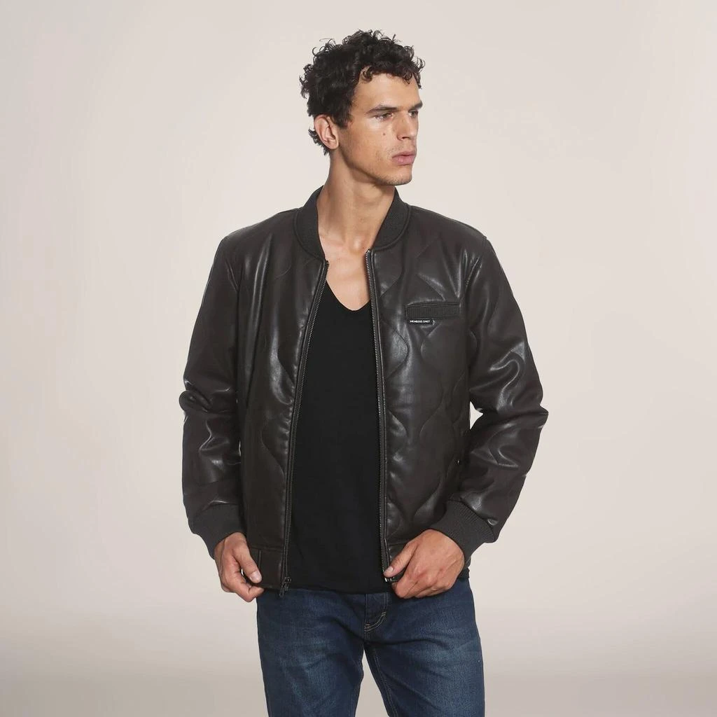 Members Only Men's Faux Leather Oval Quilted Bomber Jacket 1