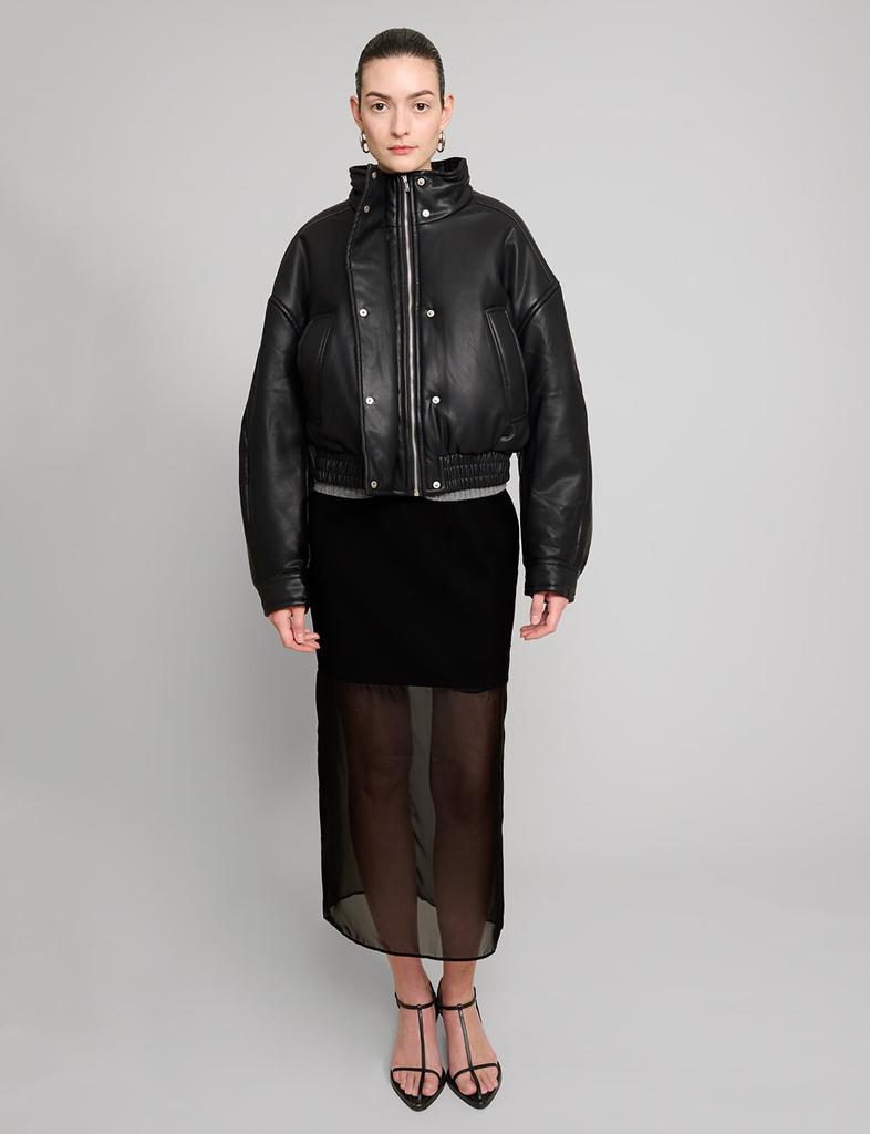 Pixie Market Crop Leather Bomber Jacket