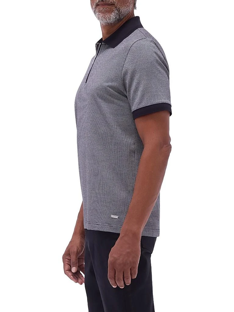 BUGATCHI Quarter Zip Printed Cotton Polo Shirt 4