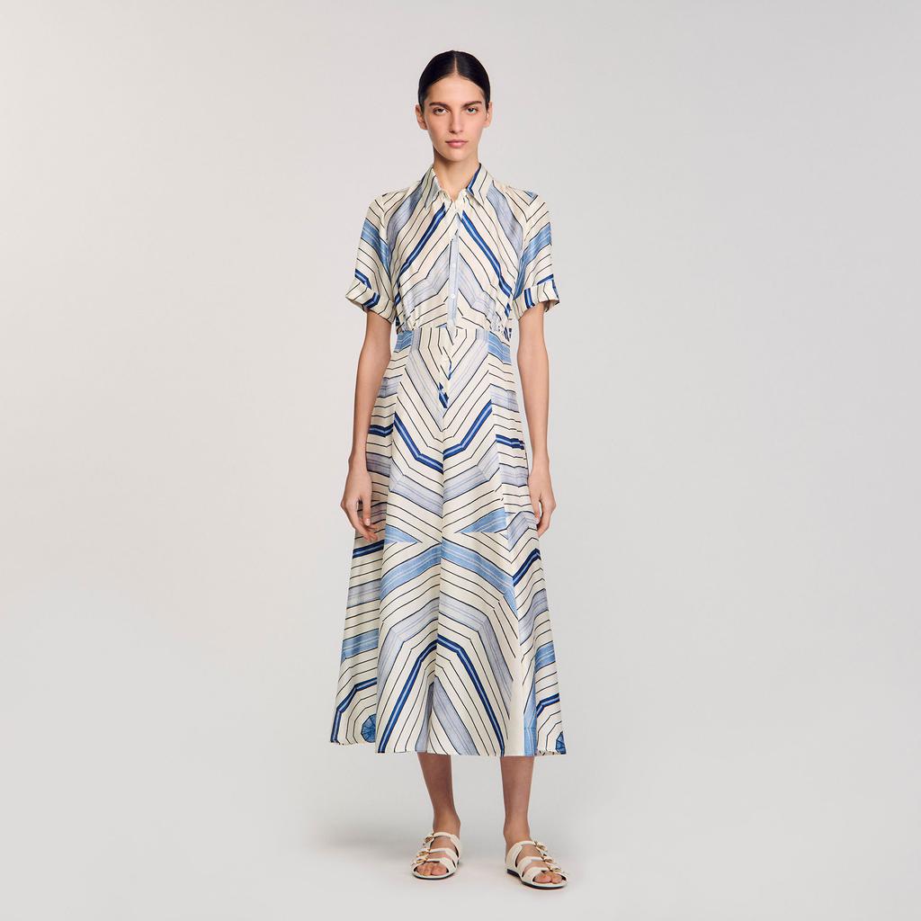 Sandro Spiral-motif silk midi dress