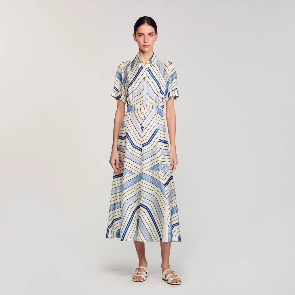 Sandro Spiral-motif silk midi dress 1
