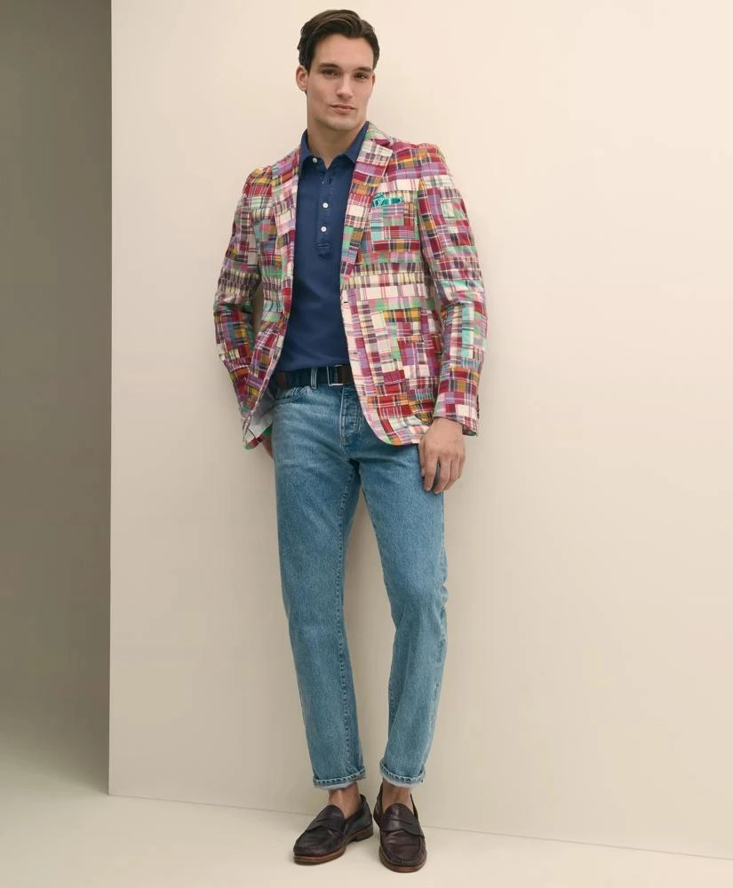 Brooks Brothers Classic Fit Cotton Patchwork Madras Sport Coat 1