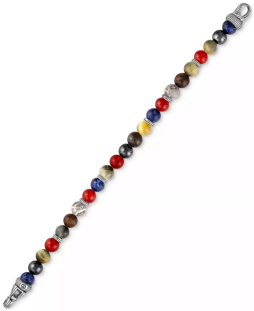 Esquire Men's Jewelry Multi-Stone Beaded Bracelet in Sterling Silver, Exclusively at Macy's 4