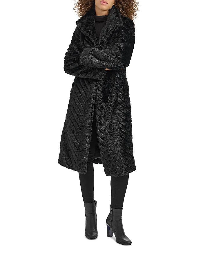 Kenneth Cole Grooved Faux Fur Coat 4