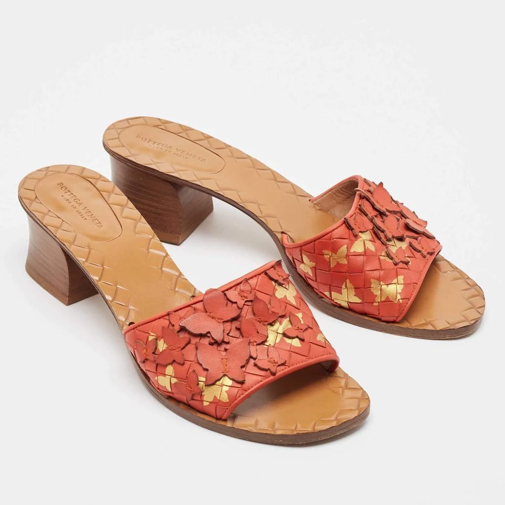Bottega Veneta Bottega Veneta Orange Intrecciato Leather Butterfly Applique Ravello Sandals Size 38 4