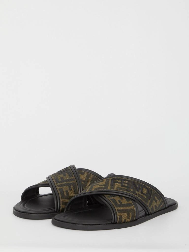 Fendi Fendi FF Logo Detail Crossed Slides 2
