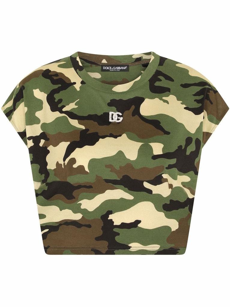 NA Multicolored camouflage print cropped T-shirt