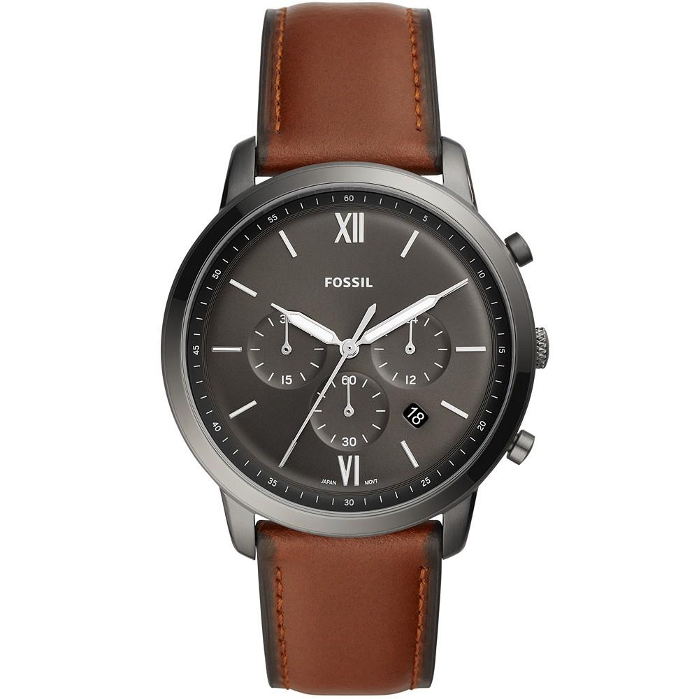 Fossil Mens Neutra Chrono gray case with brown leather strap