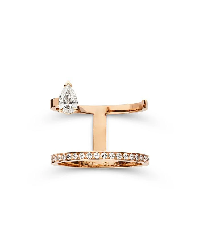 Repossi 18K Rose Gold Serti sur Vide Diamond Pear 
Round Double Cuff Ring