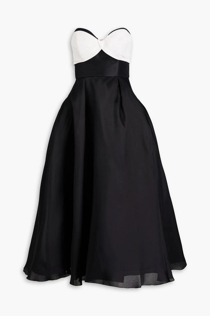 Carolina Herrera Strapless twill-paneled silk-faille midi dress 1