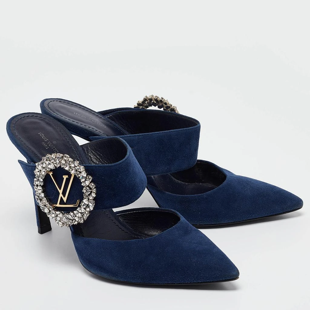 Louis Vuitton Louis Vuitton Navy Blue Suede Madeleine Mules Size 39.5 4
