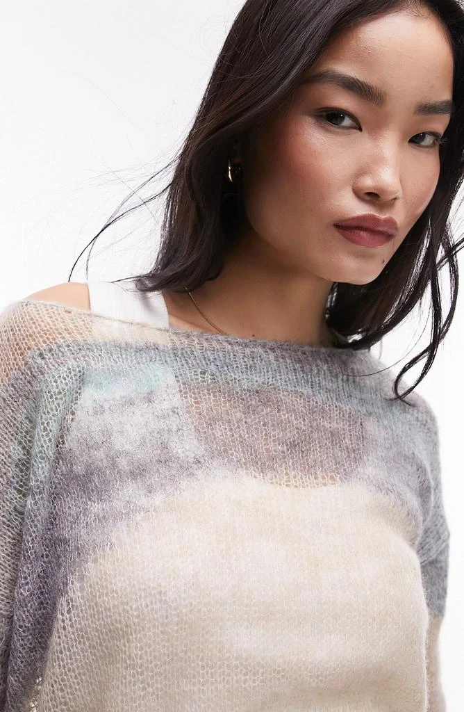 Topshop Sheer Abstract Crop Sweater 3