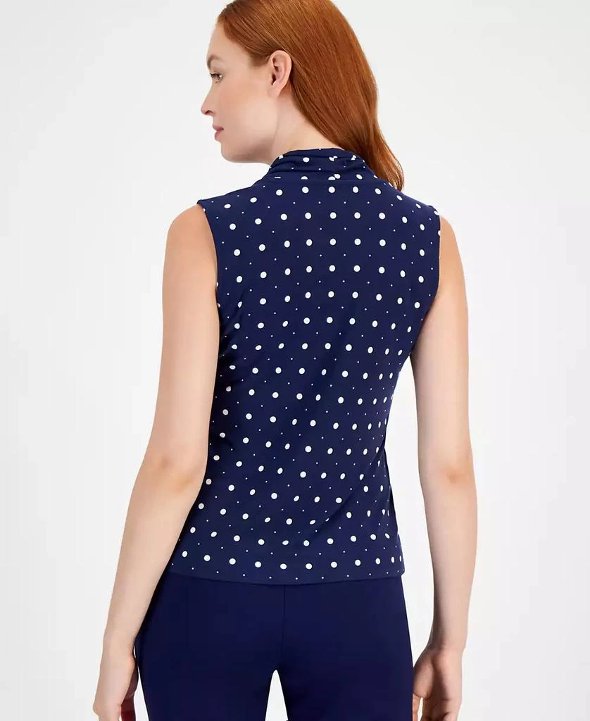 Anne Klein Women's Pleated-Neck Printed Sleeveless Top 2