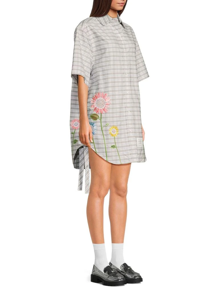 Thom Browne Plaid Embroidered Mini Shirtdress 3