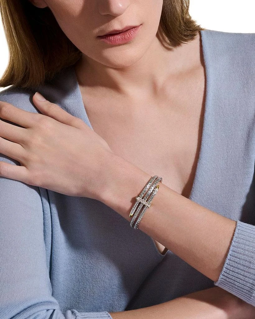 John Hardy Sterling Silver & 14K Yellow Gold Diamond Spear Triple Flex Cuff Bracelet 2