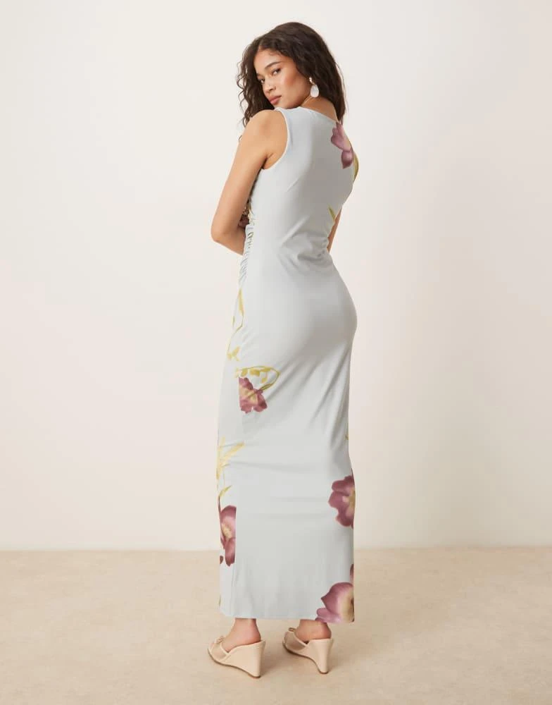 bohemian chiffon maxi dress Zapakasa Women White Blue Floral Boho Chiffon Ruffled Long Bridesmaid Dress  Off the Shoulder Wedding Party Dress