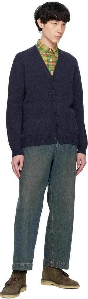 BEAMS PLUS Navy Elbow Patch Cardigan 4
