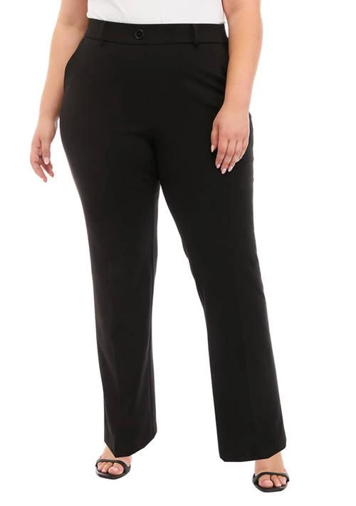 Kasper Plus Size Pull On Faux Fly Ponte Trousers 1