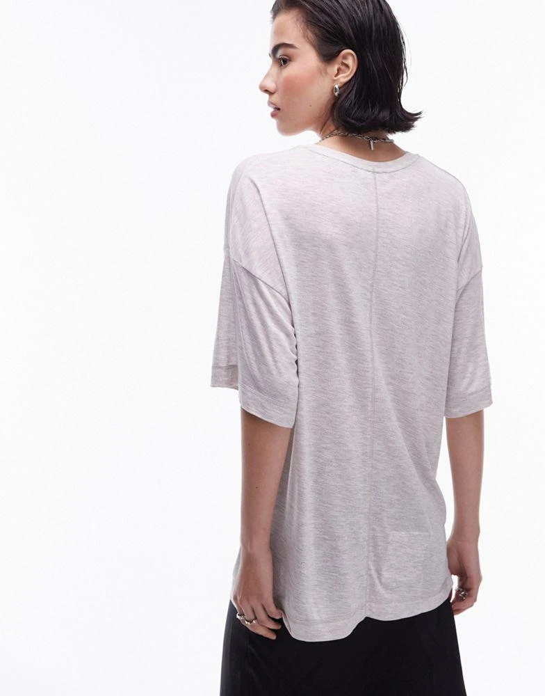 Topshop Topshop premium slouchy oversized tee in oat marl 4