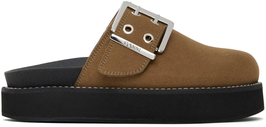Ganni Brown Feminine Buckle Loafers 1