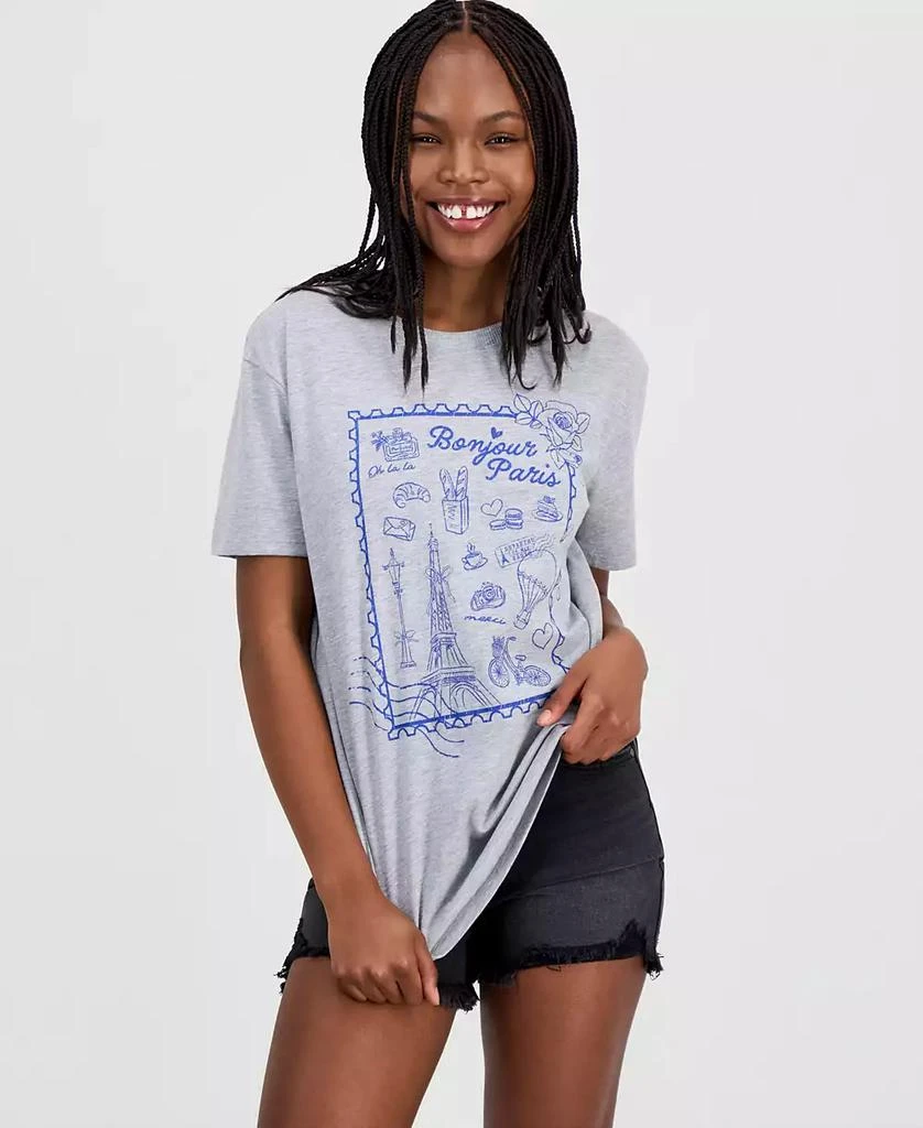 Self Esteem Juniors
 Paris Stamp Graphic Print Crewneck T-Shirt