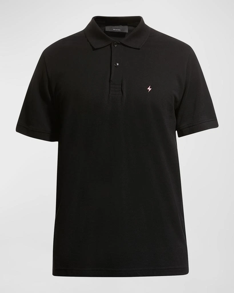 Jared Lang Men's Lightning Bolt Pima Cotton Knit Piqué Polo Shirt 1